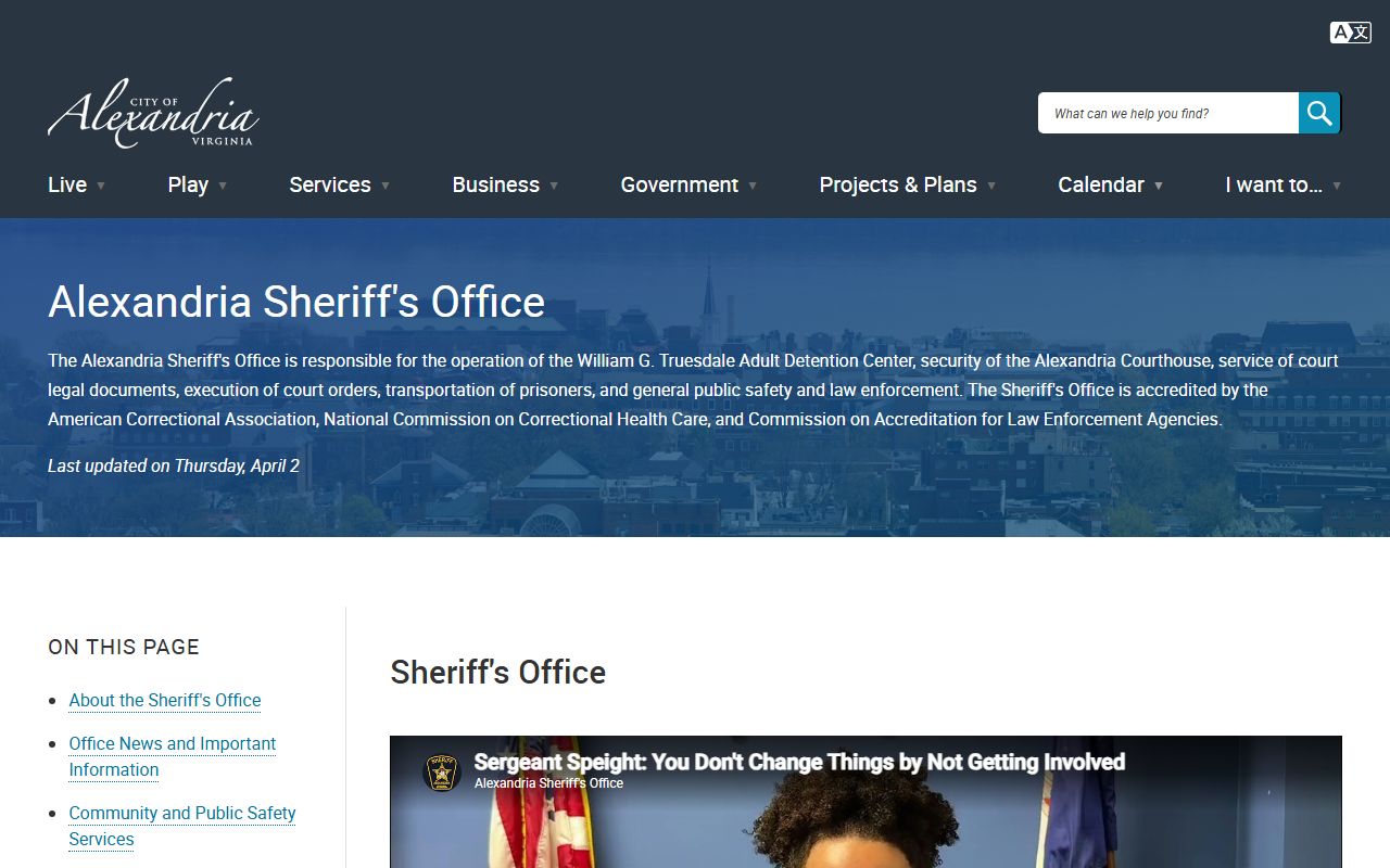 Alexandria jail roster and sheriff page