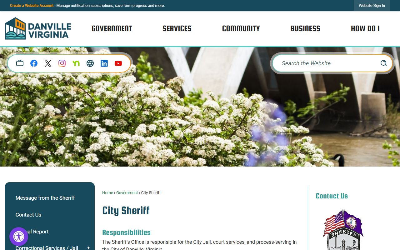 Danville jail roster and sheriff page