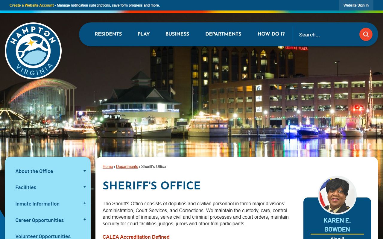 Hampton jail roster and sheriff page