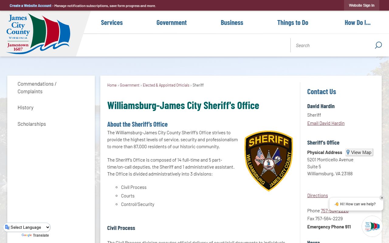 James City County jail roster search portal