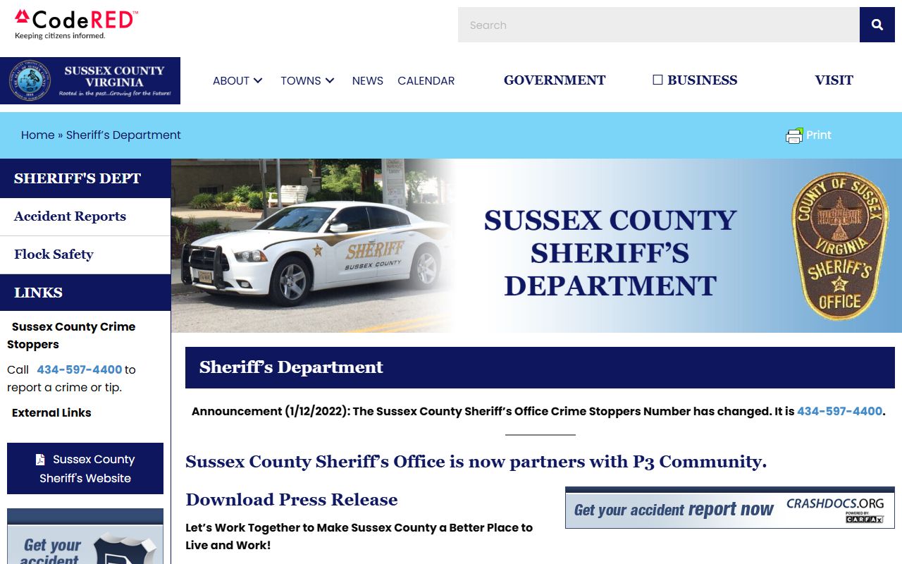 Sussex County jail roster sheriff page