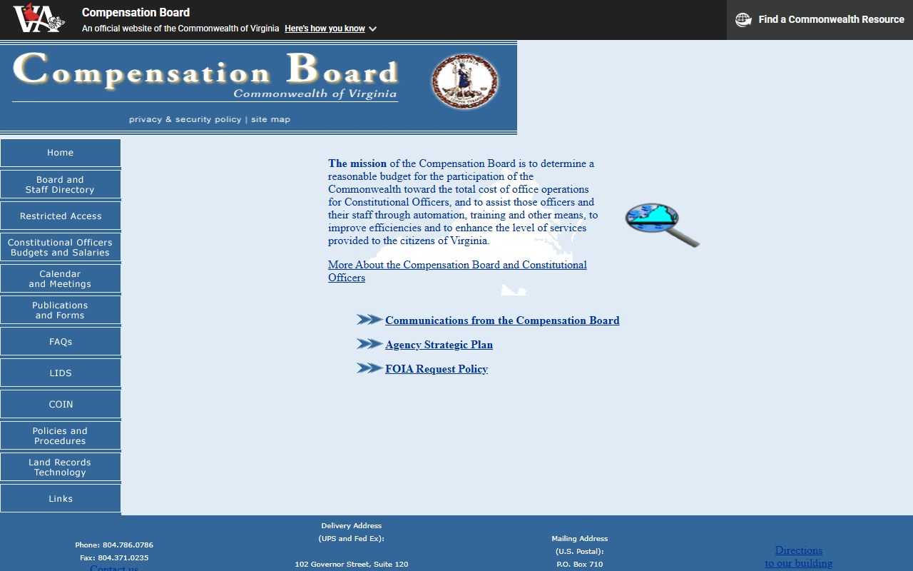 Virginia Compensation Board Virginia Jail Roster funding