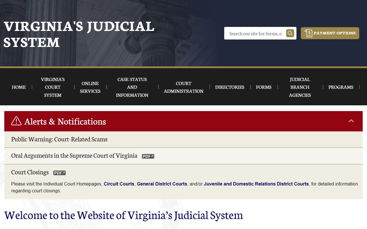 Greene County jail roster Virginia court system search page