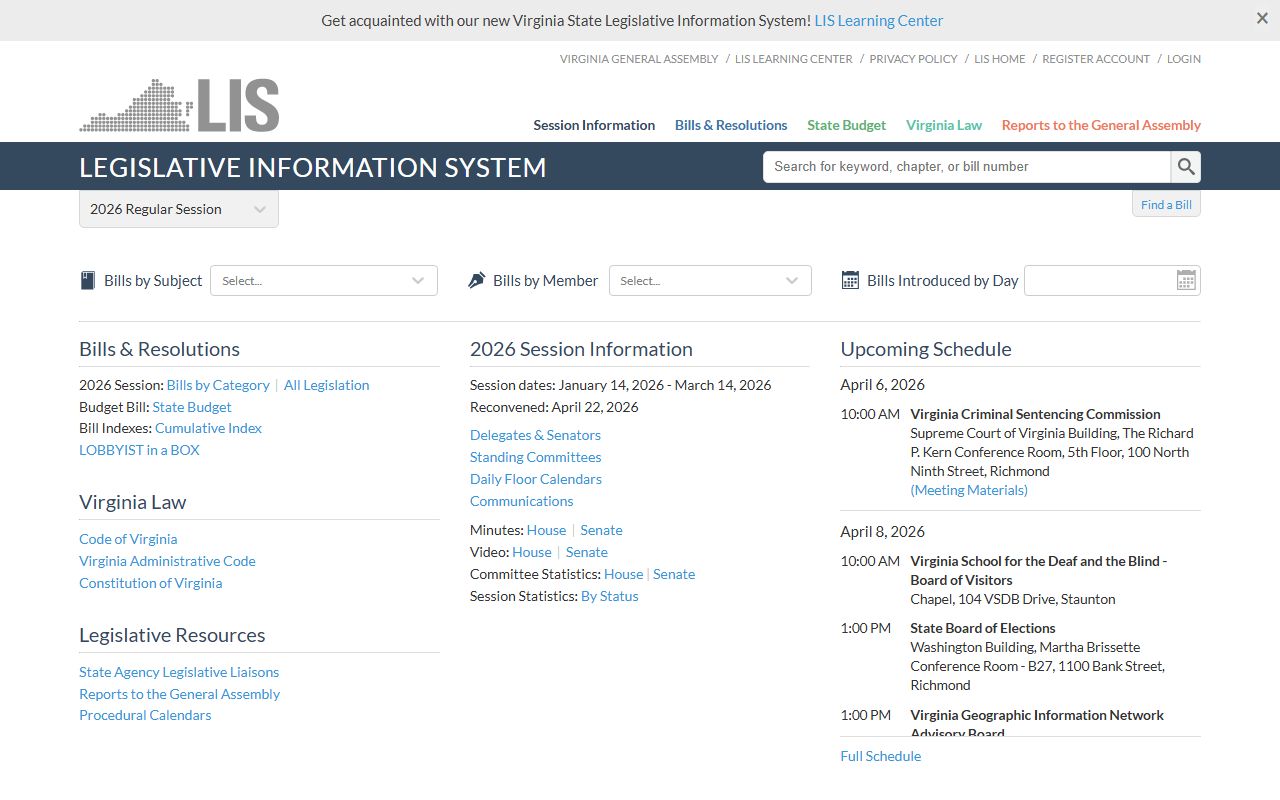 Virginia General Assembly Virginia Jail Roster law