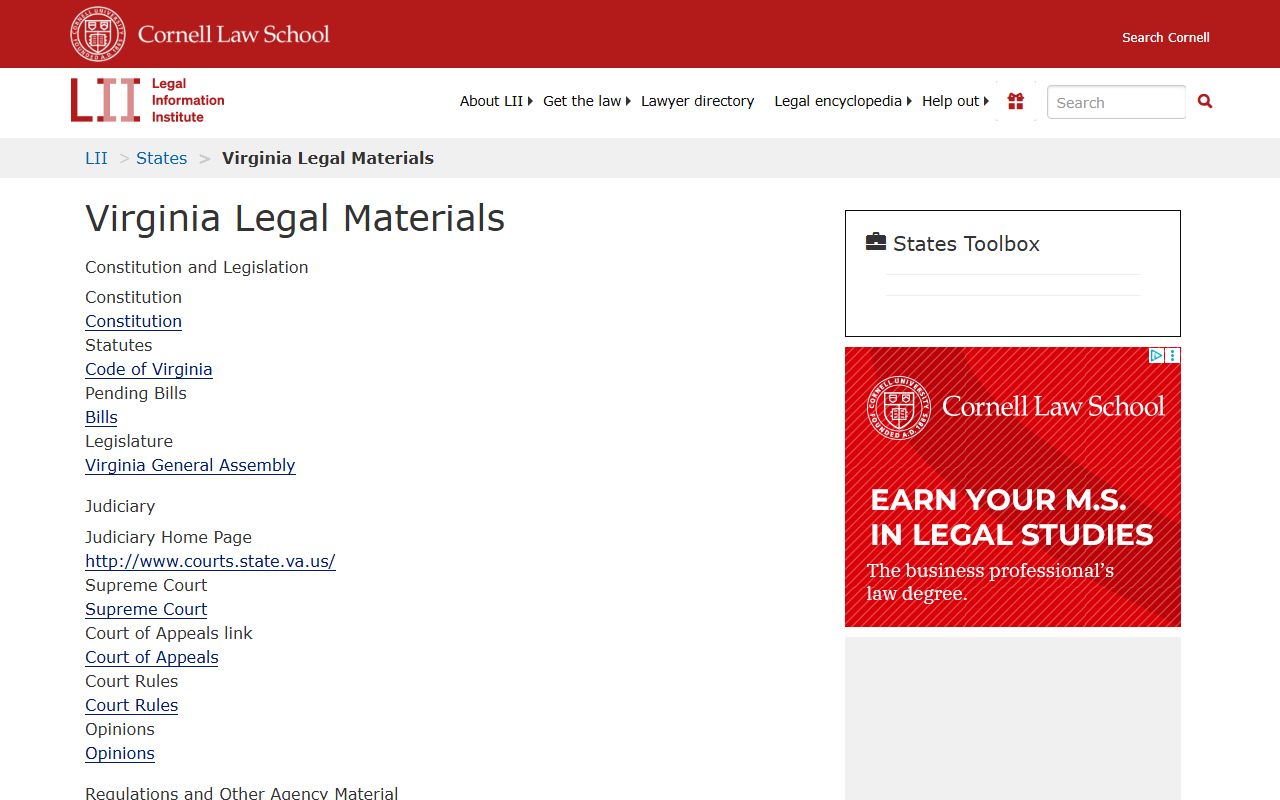 Virginia Legal Resources Jail Roster reference